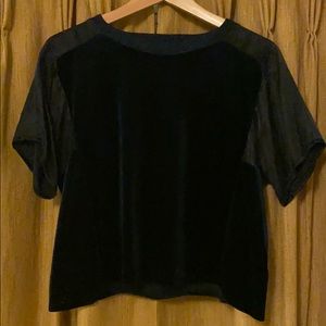 Dark Navy Velvet crop top
